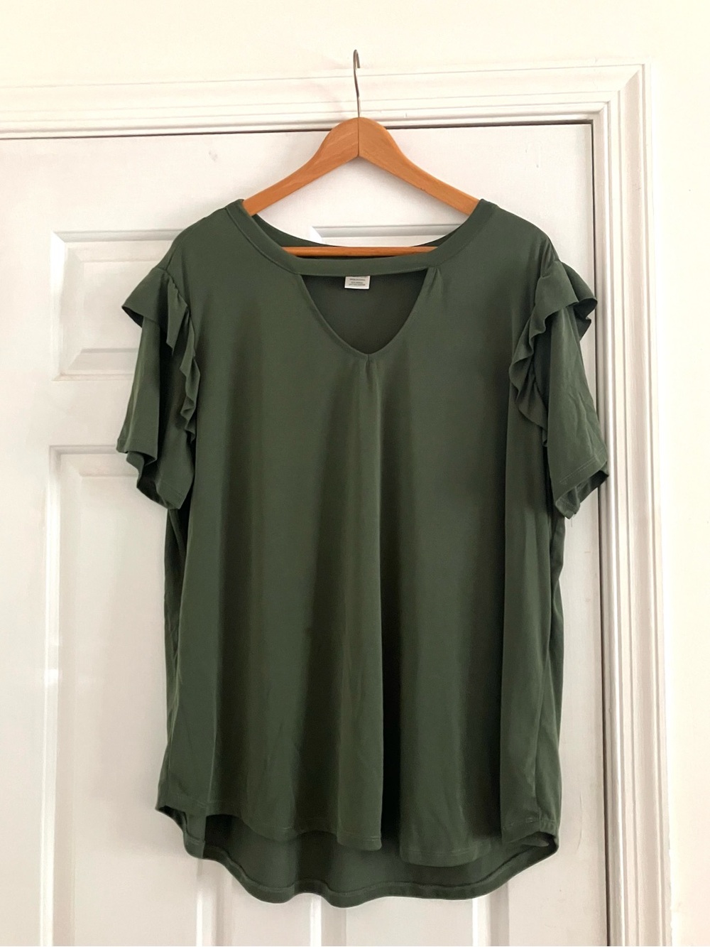 Terra & Sky Green V neck Top Size 2x